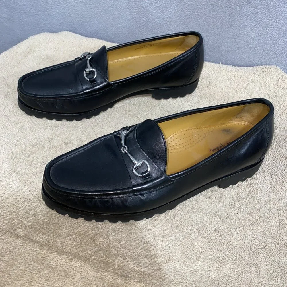 Cole Haan Men’s 9.5M Black Leather Horsebit Loafers Lug Sole Dress Casual Shoes - Picture 5 of 7